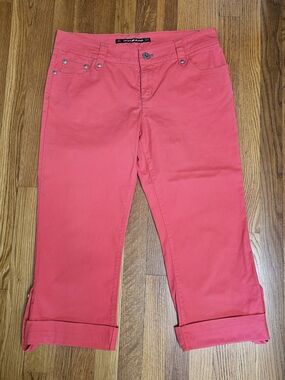 DKNY Coral-Pink Cropped Jeans In Size 12